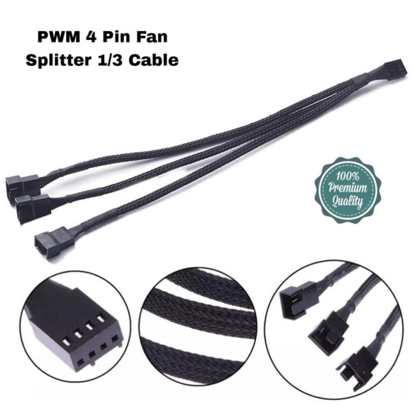 PWM 4-Pin Fan Splitter, Y Cable, PC Fan Power Extension Cable