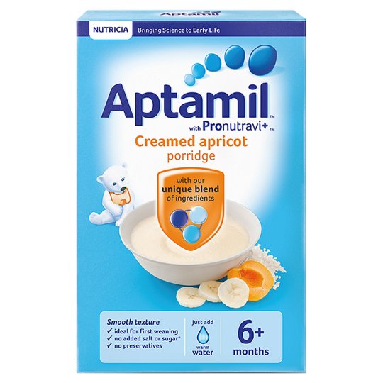 Aptamil Baby Food Creamed Apricot Porridge 4-6+ Months 125g Cereal