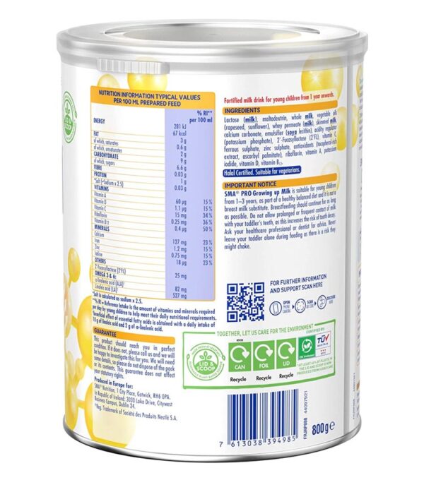 SMA 3 Growing Up Baby Milk Powder for 1-3 years, 800g