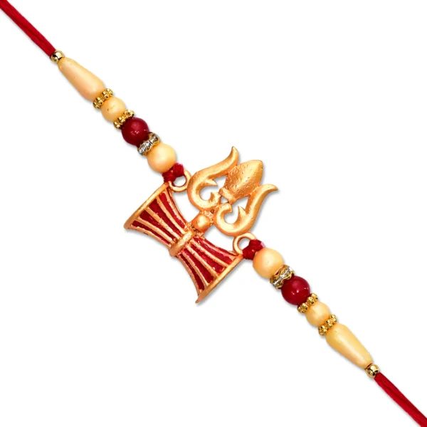 Powerful Shiva Trishul Rakhi with Sacred Damru Design