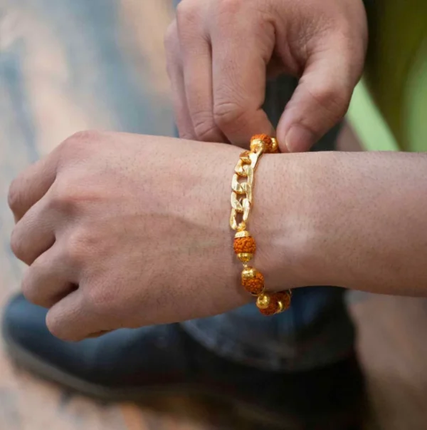 Traditional Rudraksha Rakhi for Men – Bracelet Style Rakhi for Bhai