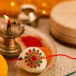 Radiant Floral Rakhi with Multicolor Stone Work