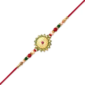 Round Shape Rakhi with Stone and Bead Work for Raksha Bandhan 2025
