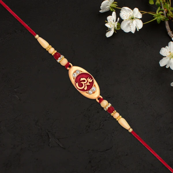 Blessed Bond Rakhi – Om Design Thread for Brother’s Prosperity