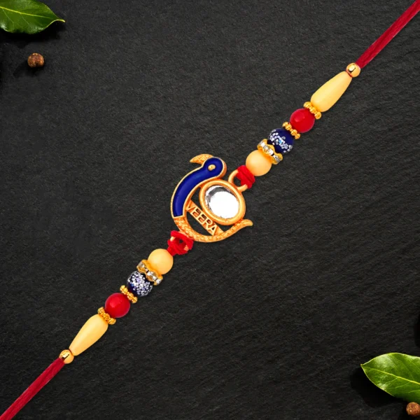 Veera Name Rakhi with Peacock Design – Personalized Rakhi for Brother