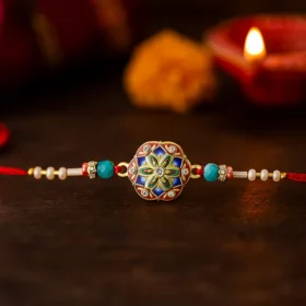 Pink Mandala Rakhi – Floral Art for Brother