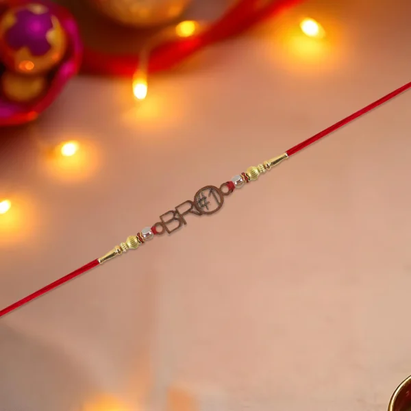Buy Stylish Rakhi for Brother – Wooden Charm & Beaded Design