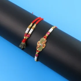 Buy Stylish Bhaiya Bhabhi Rakhi Combo – Butterfly Lumba with Pink Stone & Beads