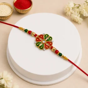 Designer Flower Rakhi with Colorful Enamel Petals