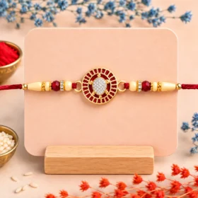 Designer Turtle Rakhi with Beaded Red Thread, Roli & Chawal