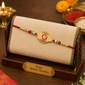 Golden Shree Rakhi with Designer Frame