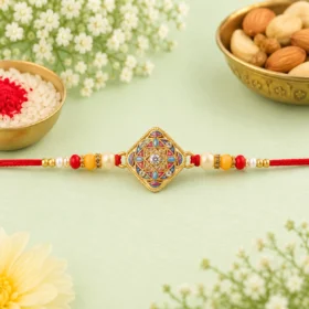 Intricate Square Mandala Rakhi for Brother