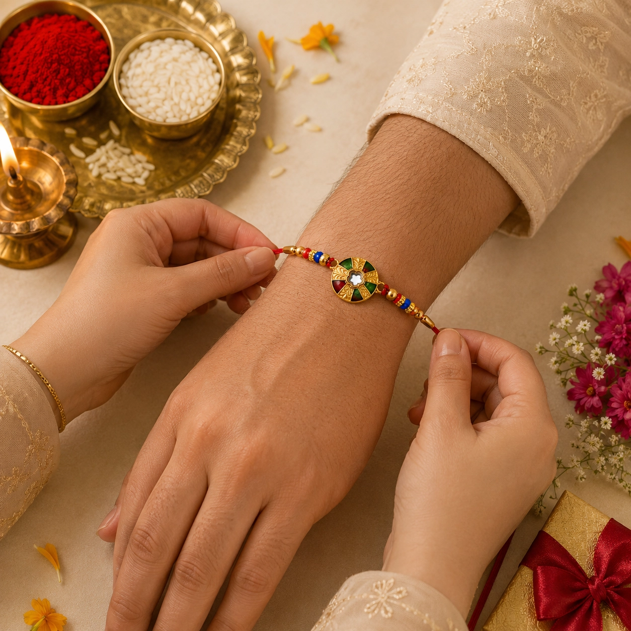 Multicolor Kundan Rakhi