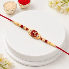 Spiritual Om Design Rakhi for Brother with Roli & Chawal
