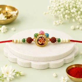 Om & Floral Rudraksha Rakhi