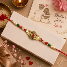 Religious Ganesha Rakhi in Gold Finish | Traditional Raksha Bandhan Rakhi for Brother