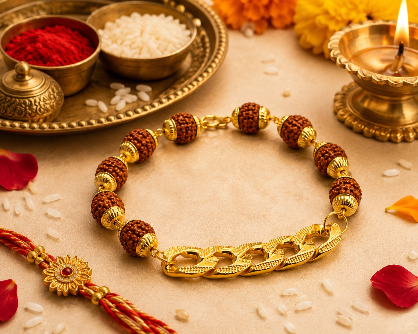 Rudraksha Rakhi Bracelet For Men – Spiritual Protection & Timeless Style