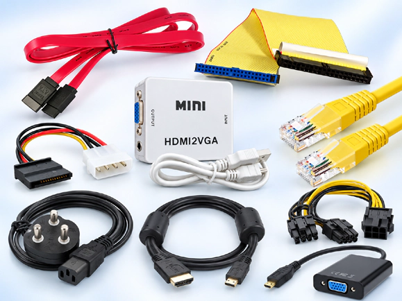 Computer cables and converters including HDMI, VGA, SATA, USB and power cables